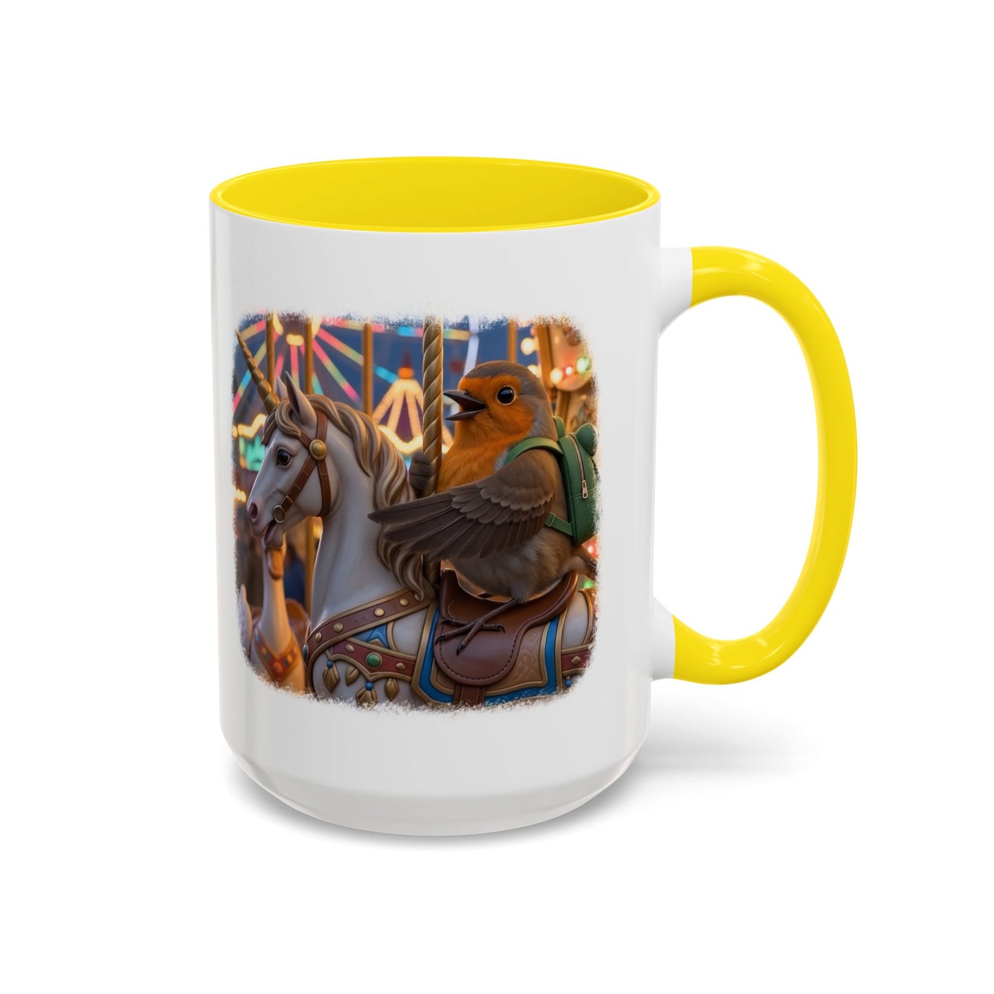 Robin Rosi Unicorn Carousel Premium Mug for Bird Lovers