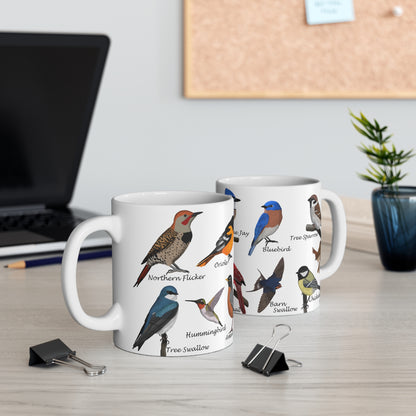 Garden Birds Blue Jay Cardinal Oriole Ceramic Mug 11oz - jz.birds