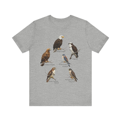North American Raptors Shirt – Bald Eagle, Hawk, Osprey & Falcon Field Guide