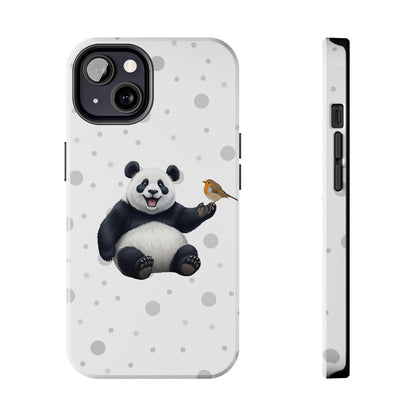 Cute Panda Bear with European Robin Animal iPhone Case - Dual-Layer PC/TPU Protective Cover for iPhone