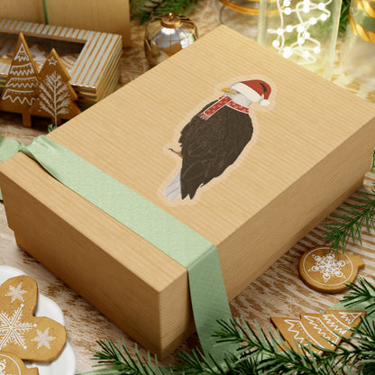 Bald Eagle with Santa Claus Hat and Scarf Christmas Bird Sticker