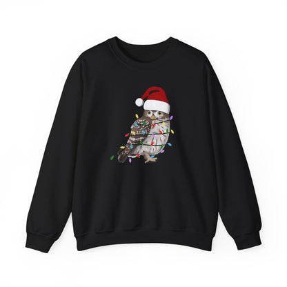 Owl with Fairy Lights Santa Claus Christmas Bird Sweatshirt