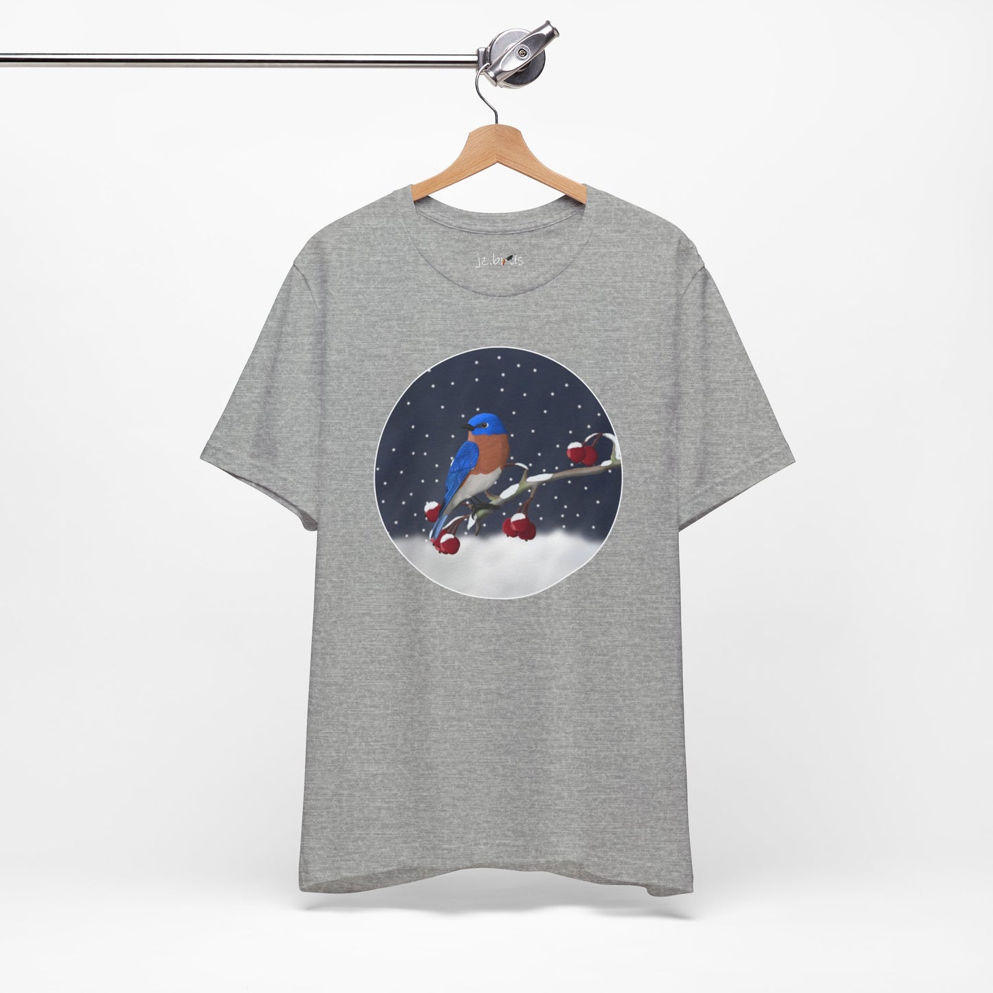 Bluebird on a Winter Branch Birdwatcher Christmas Bird T-Shirt