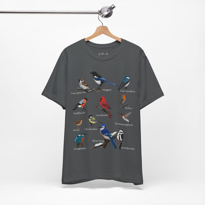 Garden Birds Blue Jay Cardinal Robin Chickadee Birding & Birdwatching Bird T-Shirt