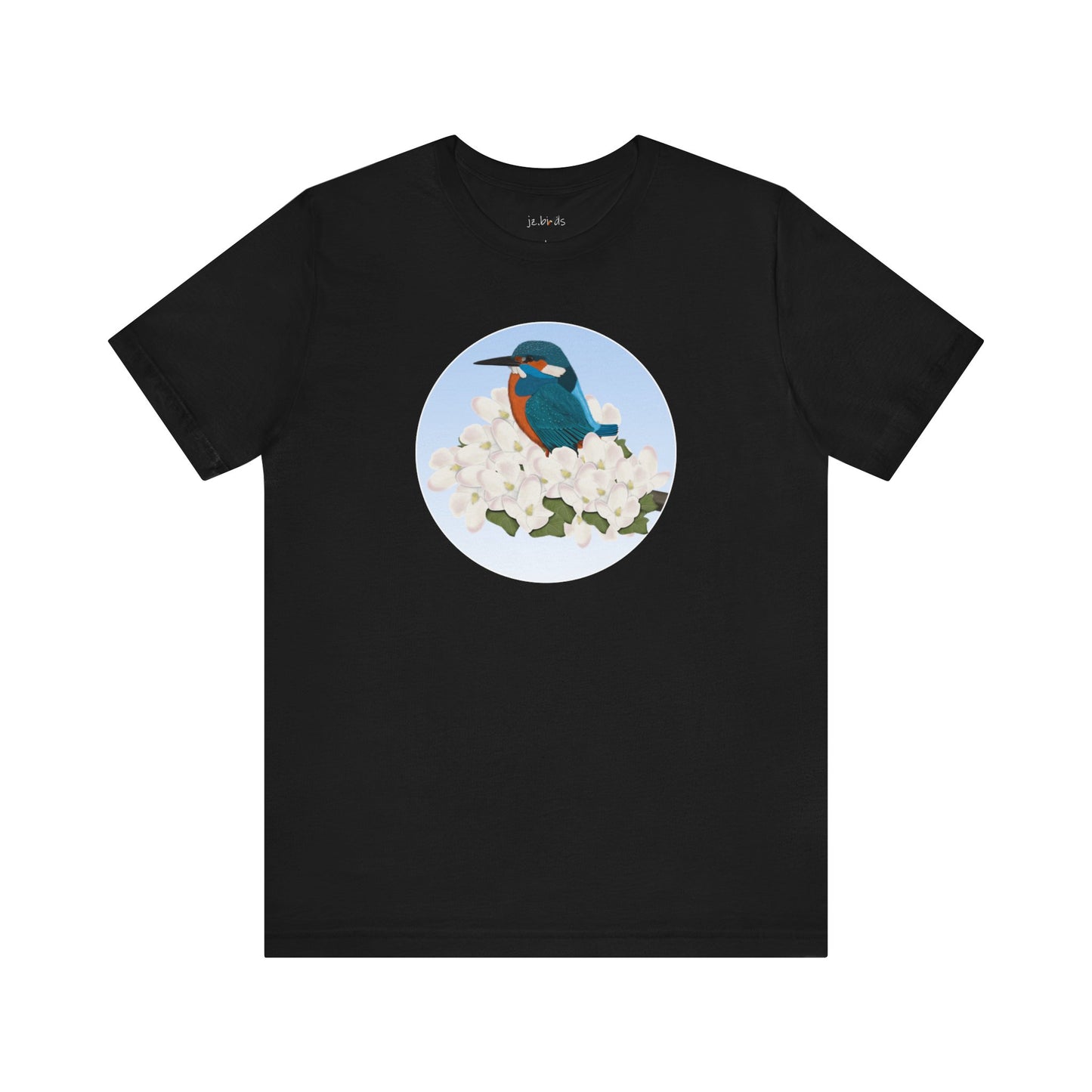 kingfisher bird t-shirt with apple spring blossoms