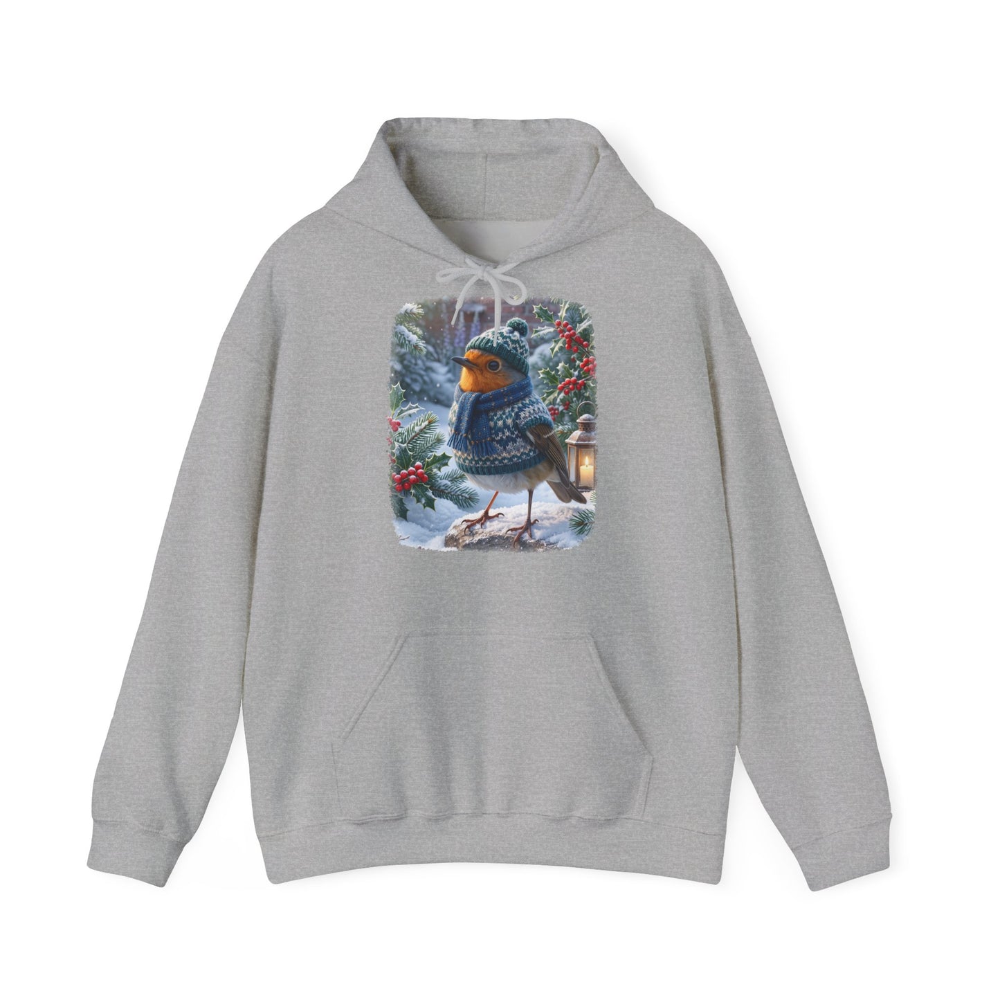 Premium Hoodie Rosi Rotkehlchen im kuscheligen Winter-Outfit