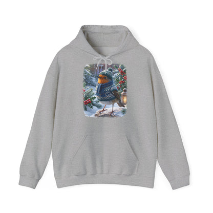 Premium Hoodie Rosi Rotkehlchen im kuscheligen Winter-Outfit