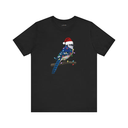 Blue Jay with Fairy Lights Christmas Bird T-Shirt