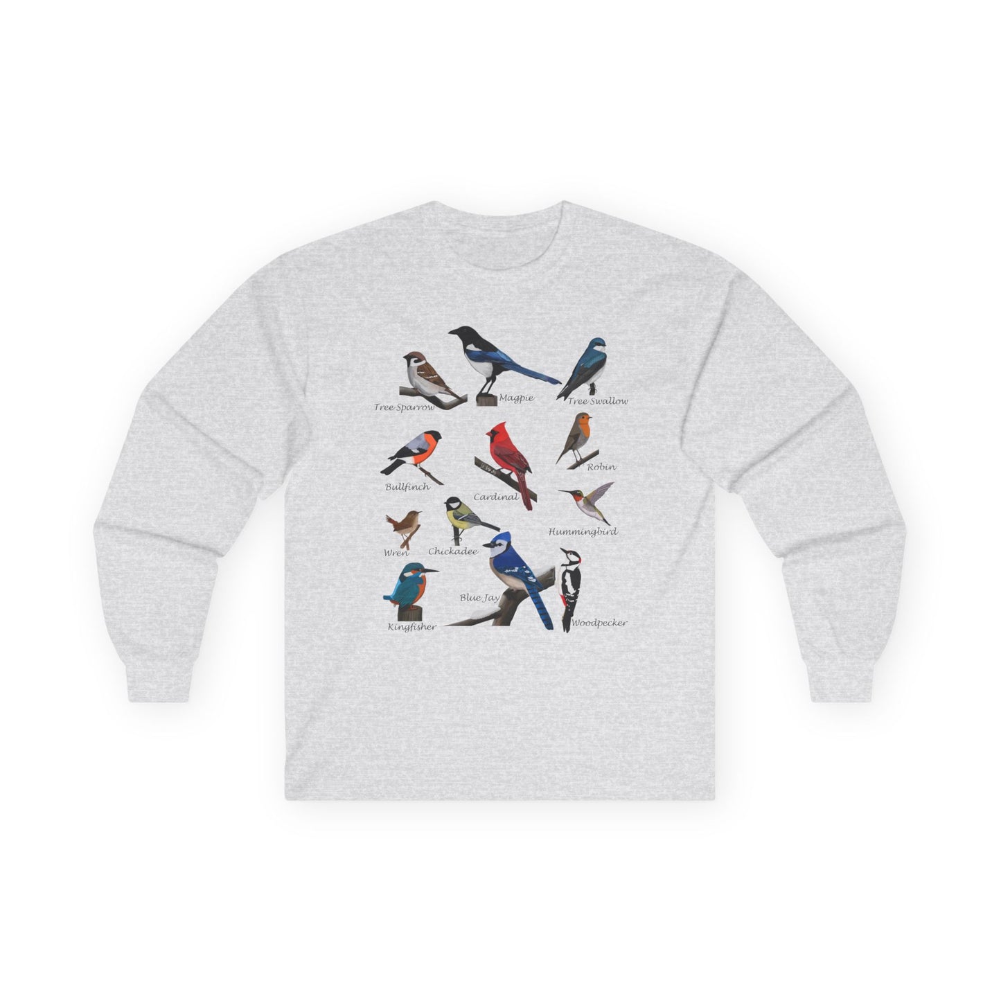 Blue Jay Cardinal Robin Hummingbird Birdwatching Cotton Long Sleeve T-Shirt