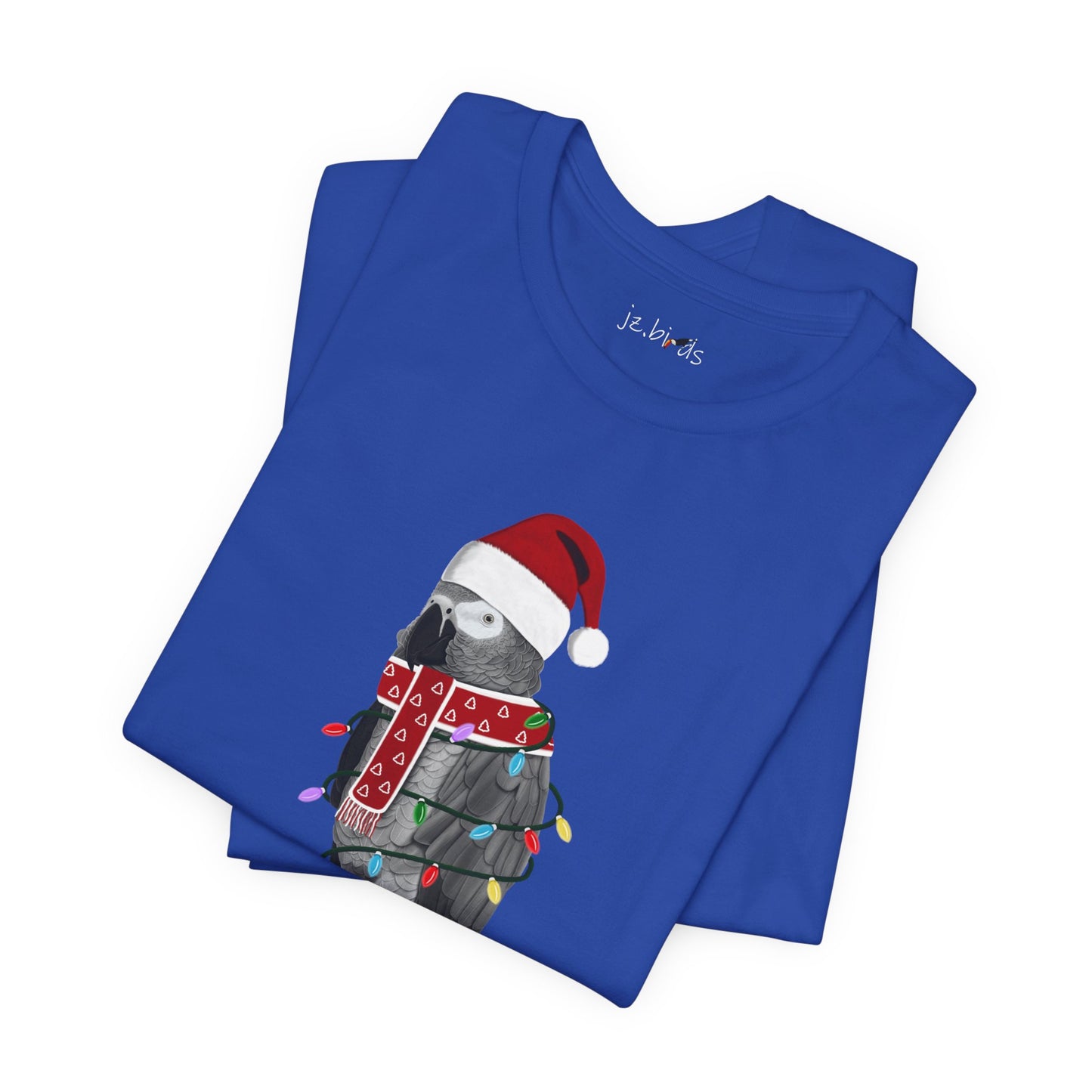 Grey Parrot with Fairy Lights Christmas Bird T-Shirt