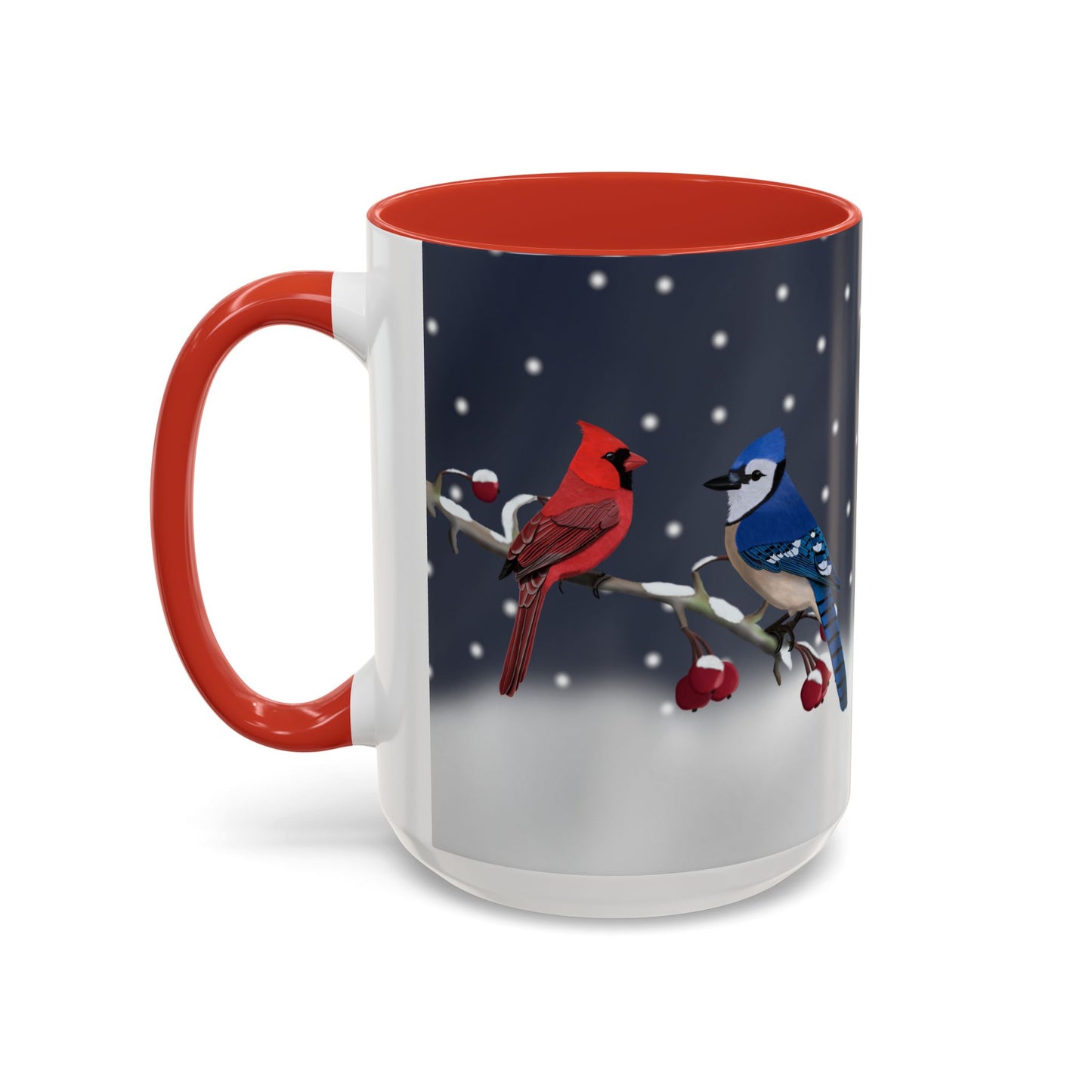 Blue Jay and Cardinal Bird Coffee Mug | Ceramic Christmas Gift for Bird Lovers