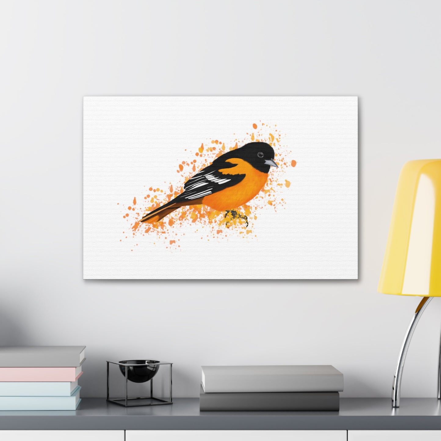 Baltimore Oriole Bird Canvas Gallery Wrap White - jz.birds