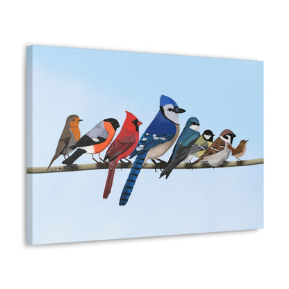 Backyard Birds Blue Jay Cardinal Wren Bird Canvas Gallery Wrap - jz.birds