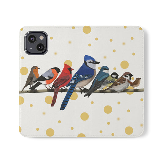 Garden Birds Blue Jay Cardinal Bullfinch Wren Bird Art Phone Flip Case