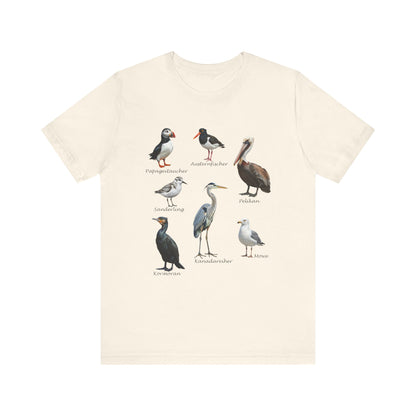 T-Shirt mit Küstenvögeln: Papageitaucher, Möwe & Co. | Vogelkunde Strandliebe – bird graphic tee, Vogel