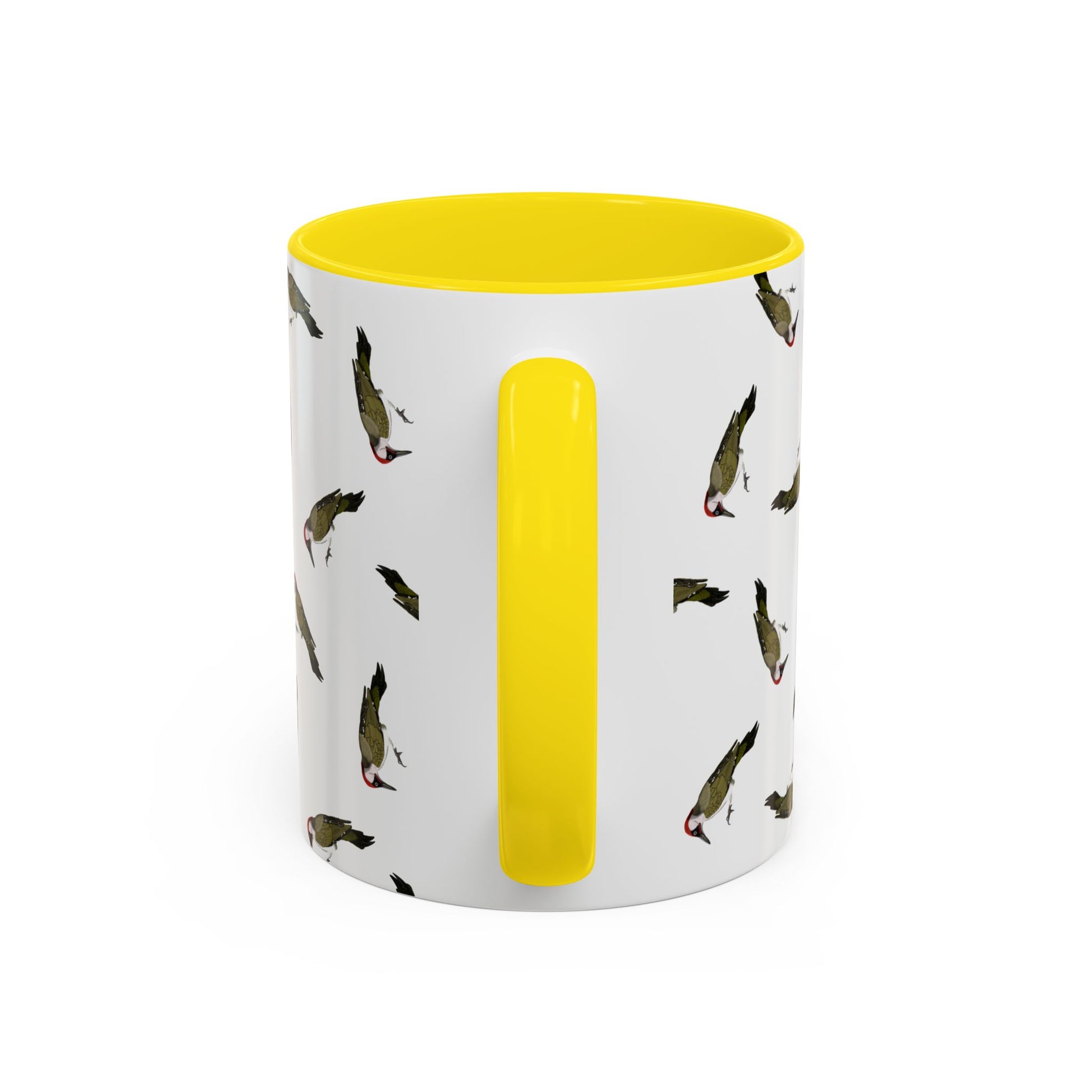 Grünspecht Tasse mit Streumuster | Vogelmotiv Kaffeebecher für Vogelbeobachter & Naturfreunde – Accent Coffee Mug and Birds Design style