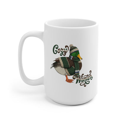 Ente mit Strickpullover Weihnachtliche Tasse mit Vogelmotiv Cozy Winter – Ideal für Kakao & Kaffee