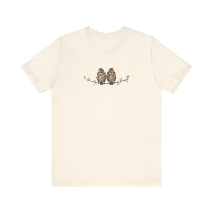 American Robin Fledgling T-Shirt | Spring Blossoms Unisex Graphic Tee for Bird Watchers