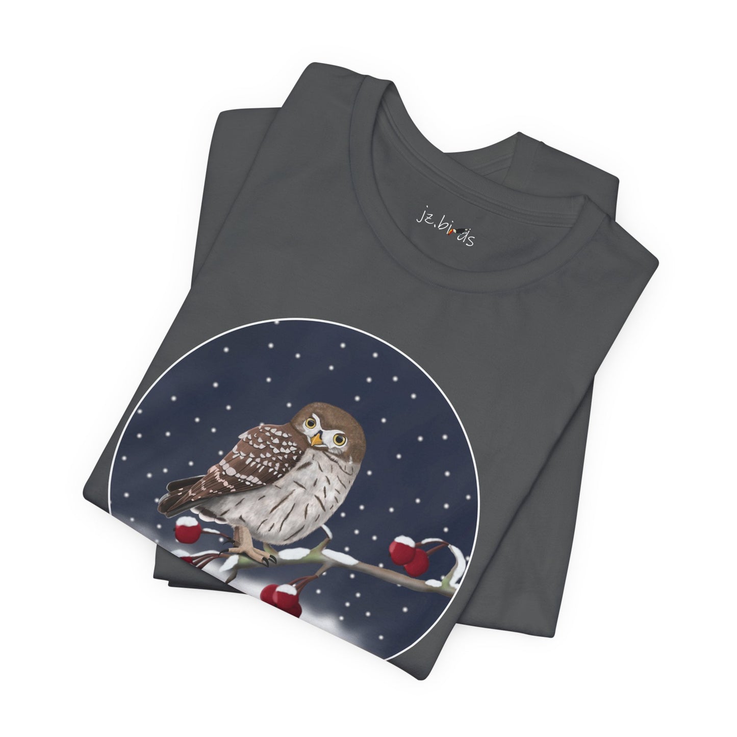 Owl on a Winter Branch Birdwatcher Christmas Bird T-Shirt