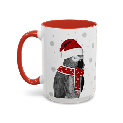 Grey Parrot Christmas Bird Coffee Mug