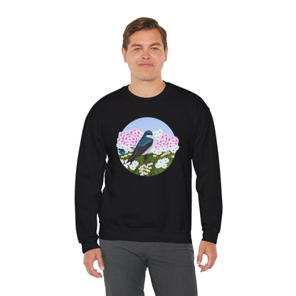 Tree Swallow with Summer Flowers Sweatshirt Birding & Bird Watching Bird Lovers
