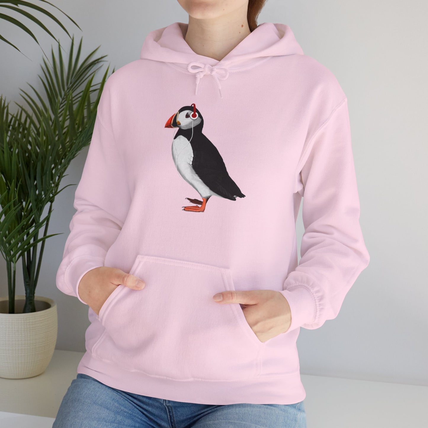 Puffin with Music Headphones Bird Birdwatching Birdlover Hoodie