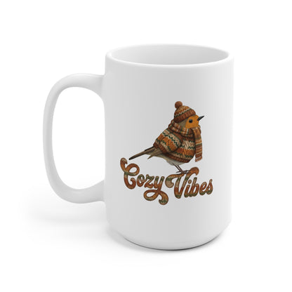 Mug de Noël Rouge-Gorge en Pull Tricoté – Idéal pour Chocolat Chaud & Café