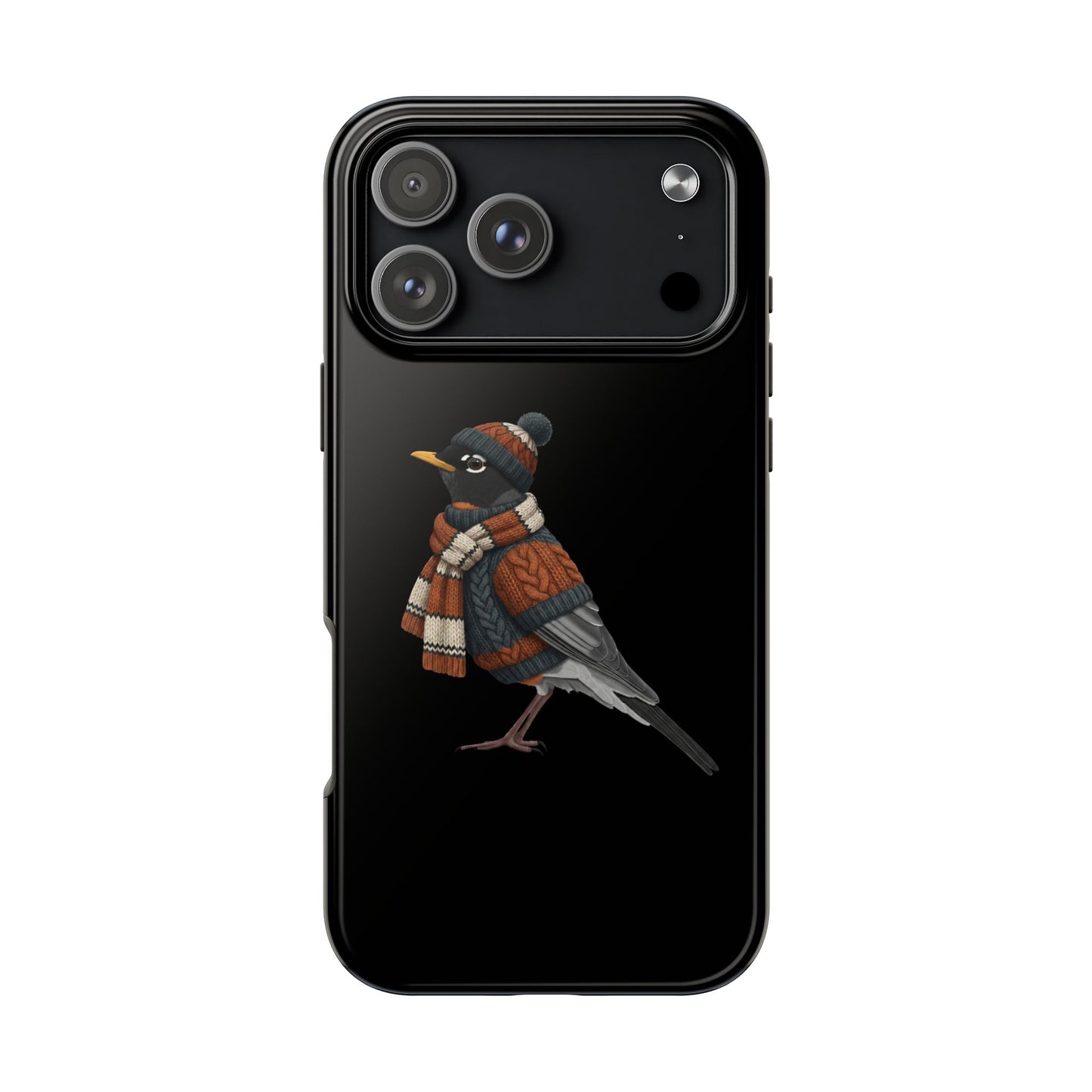 アメリカンロビンの鳥のアートが描かれた二層式iPhoneケース - 鳥類学者や鳥愛好家へのプレゼントに最適