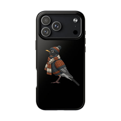 アメリカンロビンの鳥のアートが描かれた二層式iPhoneケース - 鳥類学者や鳥愛好家へのプレゼントに最適