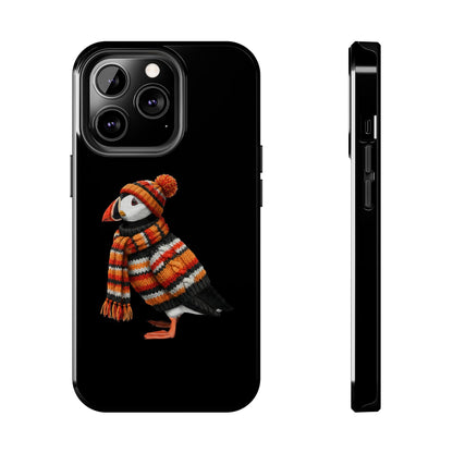 鳥のアートが描かれたパフィンの二層式iPhoneケース – 鳥類学者や鳥愛好家へのプレゼントに最適