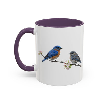 Eastern Bluebird & Fledgling Two-Tone Mug | Spring Bird Lover Gift
