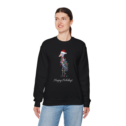 Shoebill with Fairy Lights as Santa Happy Holidays Birdwatcher Christmas Bird Sweatshirt