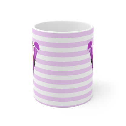 Rotkehlchen Vogel Tasse als Geschenk zur Einschulung Rosa Weiß