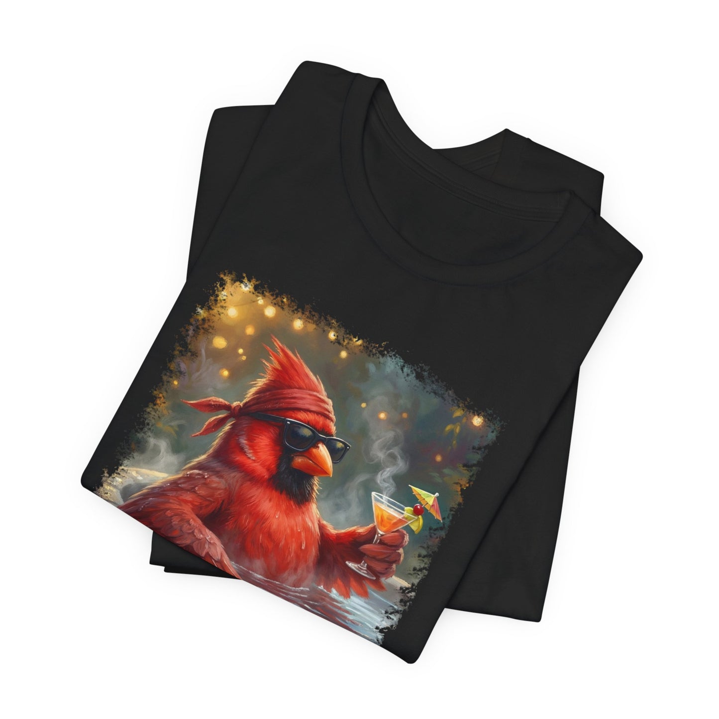 Cardinal Chilling in the Birdbath – Premium Unisex Bird Lovers T-Shirt