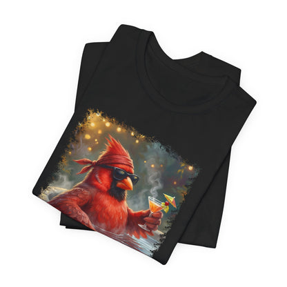 Cardinal Chilling in the Birdbath – Premium Unisex Bird Lovers T-Shirt