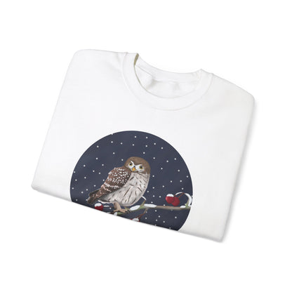 Owl on a Winter Branch Birdwatcher Christmas Bird Sweatshirt