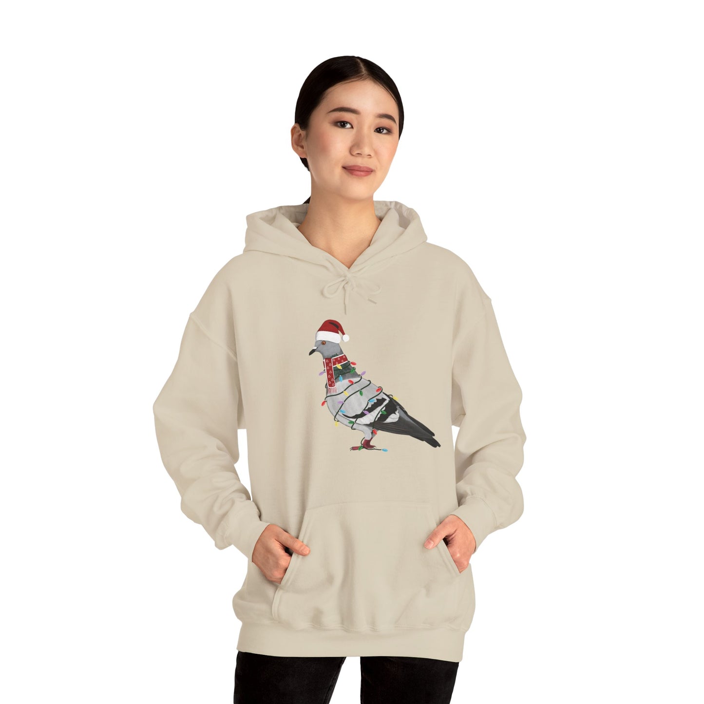 Pigeon with Fairy Lights Christmas Bird Hoodie