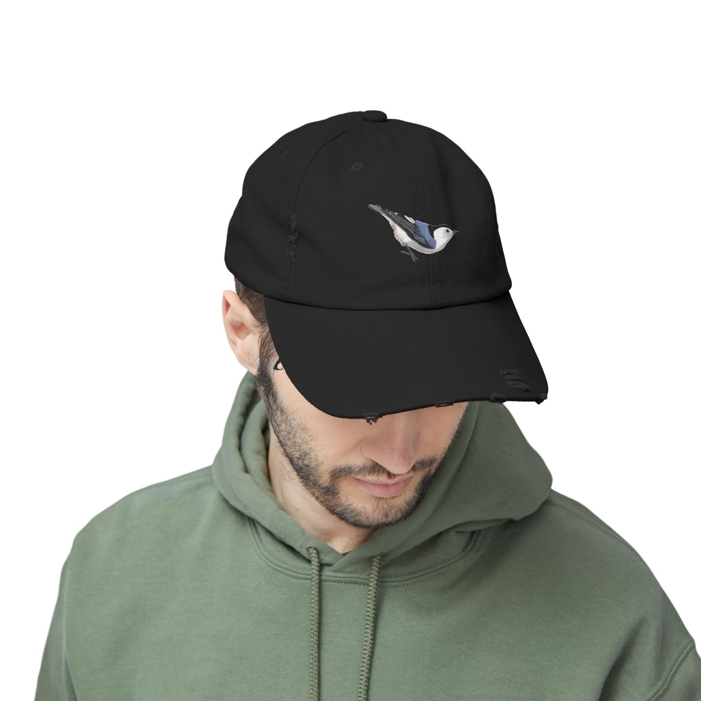 Nuthatch Bird Art Distressed Cap