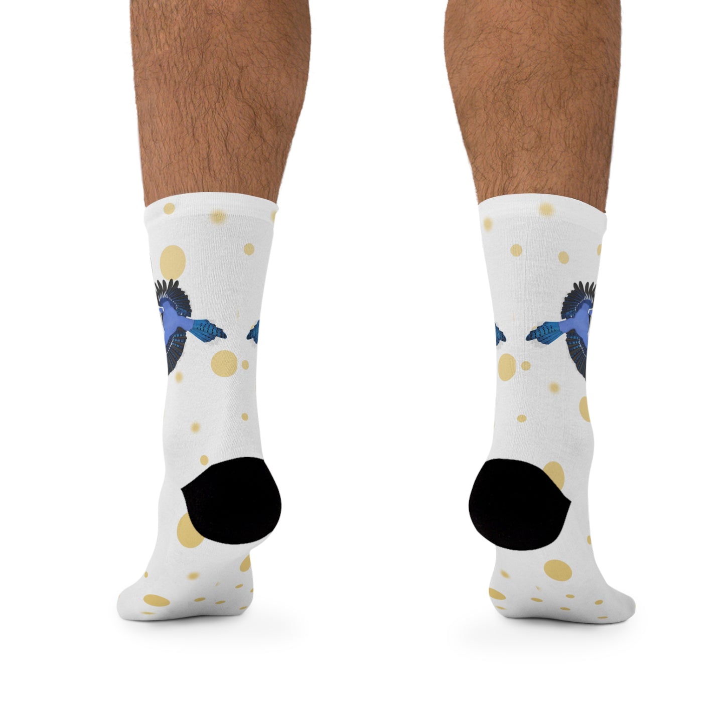 Blue Jay with Golden Dots Birding & Birdwatching Bird Socks White