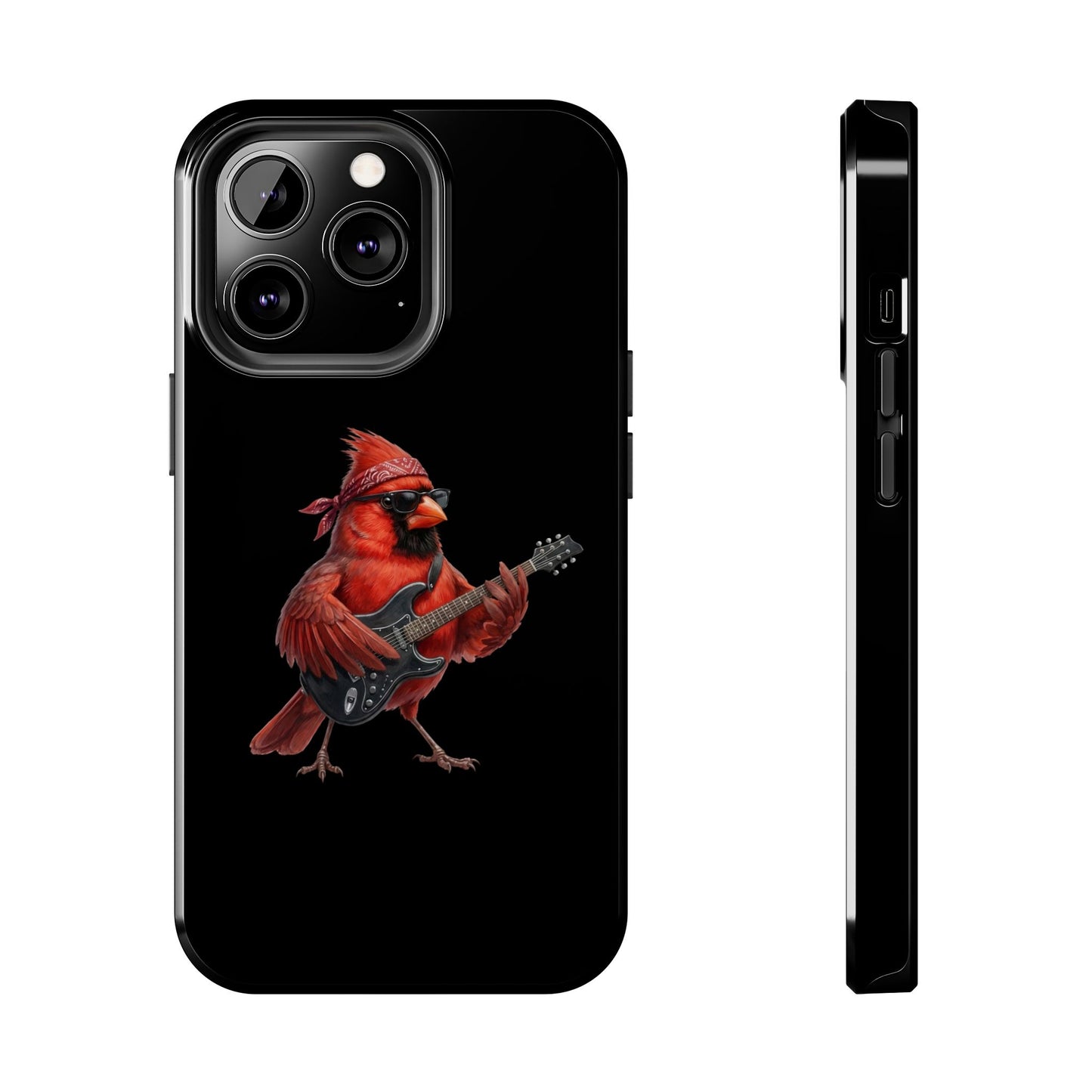 Cardinal with Guitar iPhone Case – Premium Tough Phone Cover Black