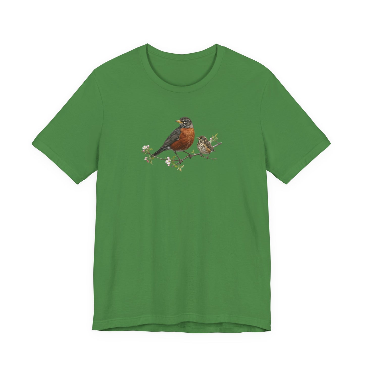 American Robin & Fledgling T-Shirt | Spring Blossoms Unisex Graphic Tee