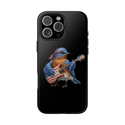 Bluebird with Guitar iPhone Case – Premium Tough Phone Cover Black