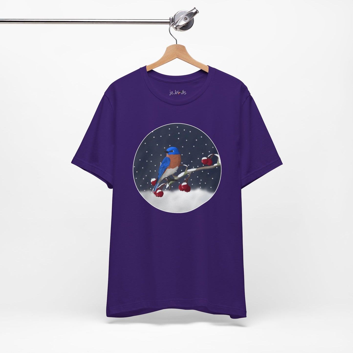 Bluebird on a Winter Branch Birdwatcher Christmas Bird T-Shirt