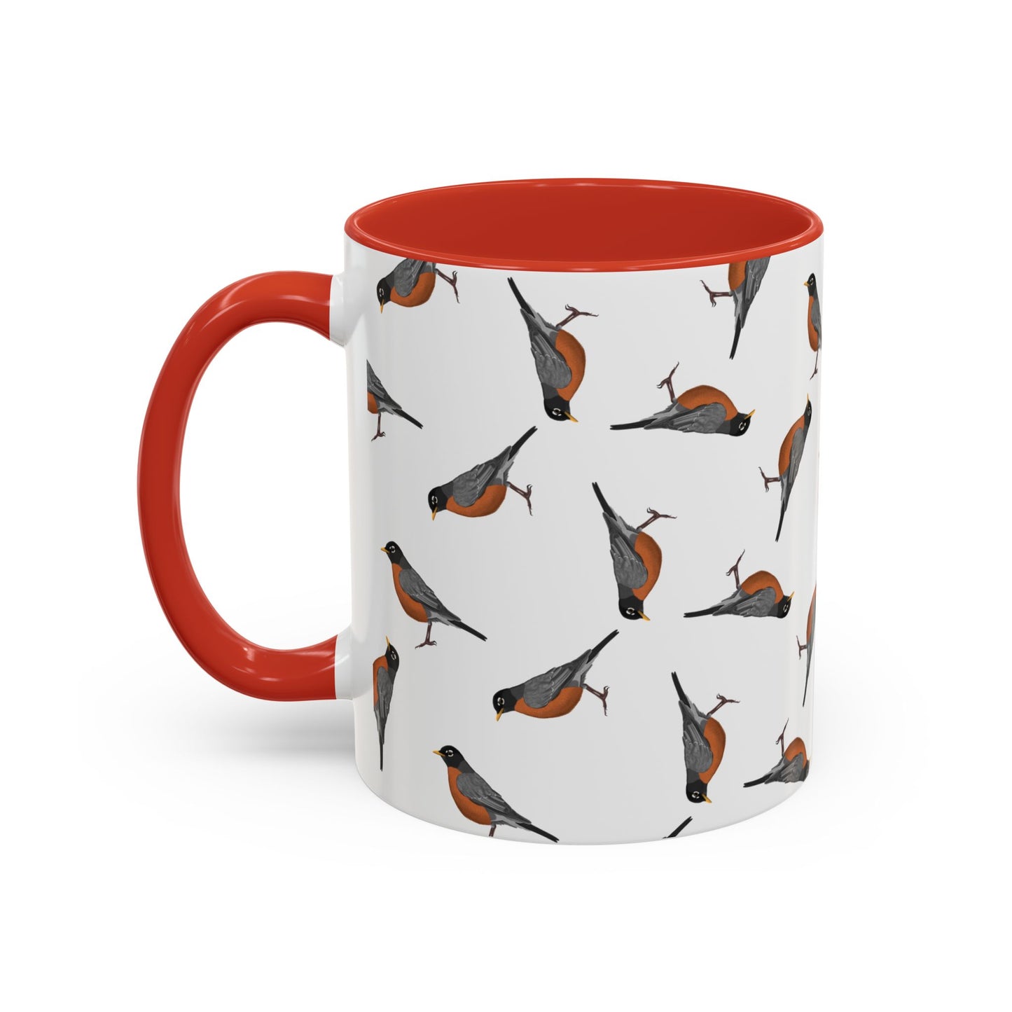 American Robin All-Over Pattern Accent Mug | Colorful Bird Lover Gift for Birdwatchers