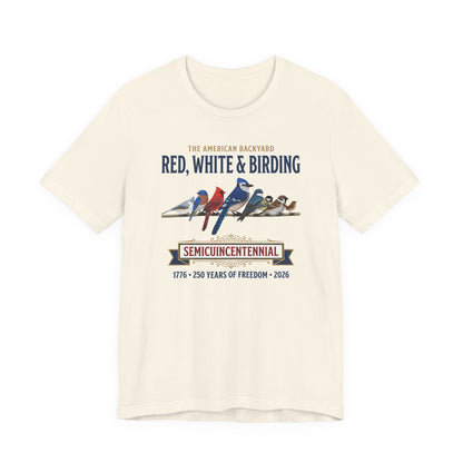 Red, White & Birding Vintage T-Shirt | US 250th Anniversary Backyard Birds
