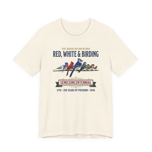 Red, White & Birding Vintage T-Shirt | US 250th Anniversary Backyard Birds