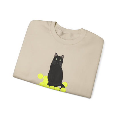 Black Cat with Tennis Balls Cat Lover Sweatshirt