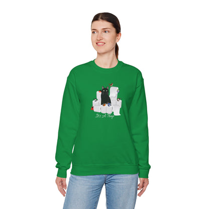 Black Cat with Birds and Toilet Paper Cat Lover Sweatshirt