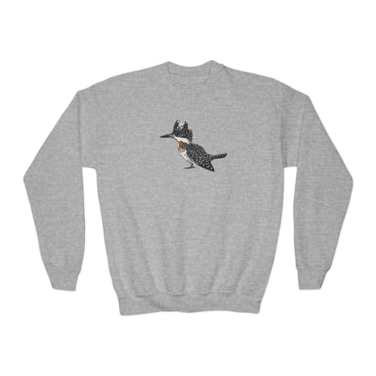 Crested Kingfisher Bird Birdwatching Youth Crewneck Sweatshirt