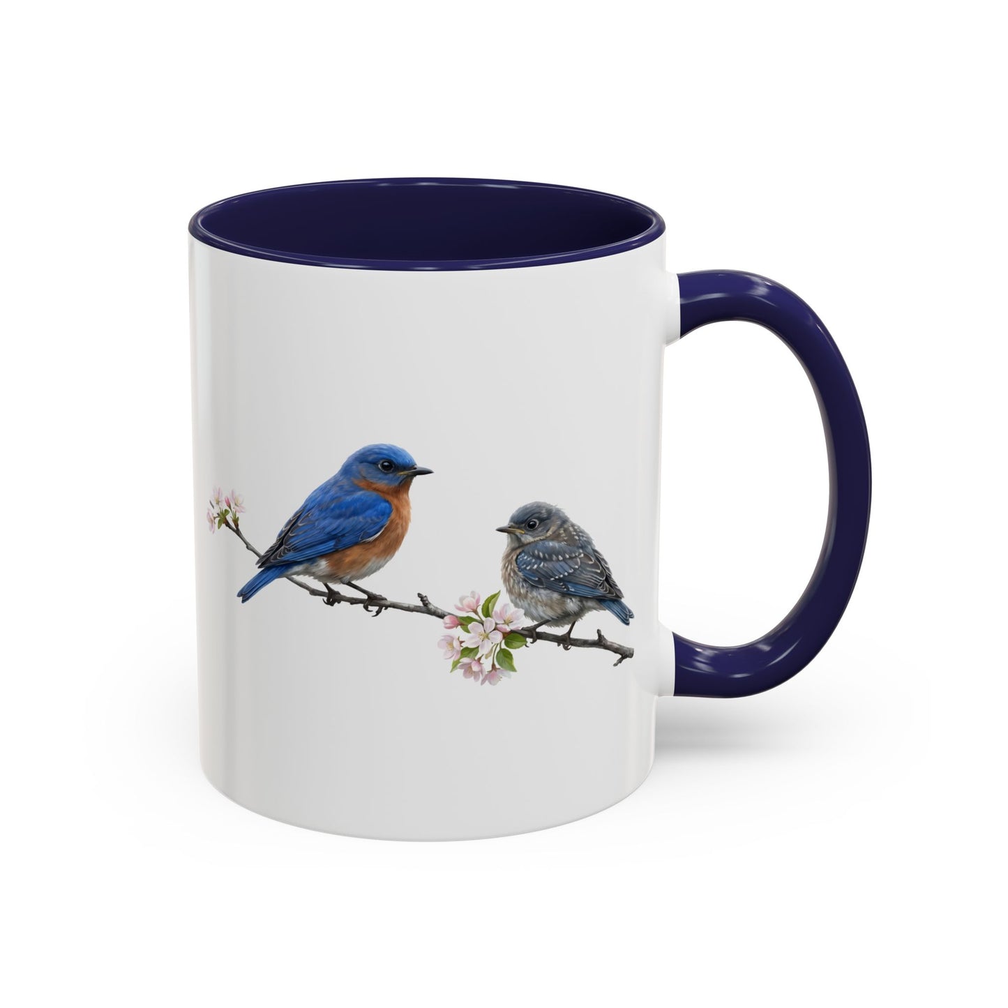 Eastern Bluebird & Fledgling Two-Tone Mug | Spring Bird Lover Gift